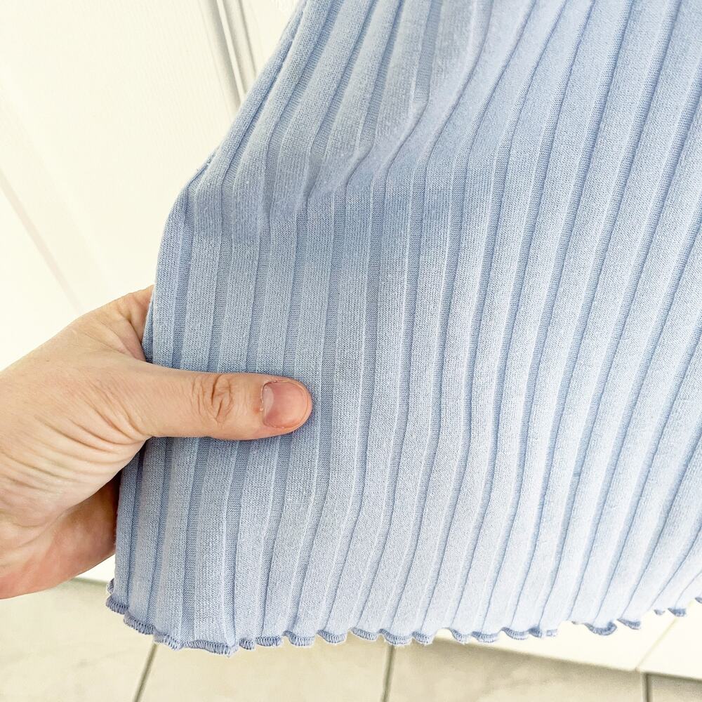 Lisa Says Gah Roya Blue Ribbed Midi Square Neck Romatic Fairycore Whimsical - Picture 7 of 12